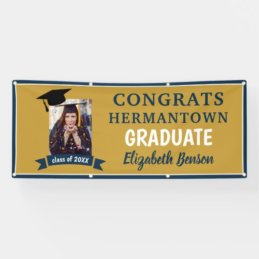 Gefeliciteerd Afstuderen aangepaste bannergoudmari Spandoek (Horizontaal)