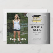 Gefeliciteerd Afstuderen Aangepaste foto grijs Afs Aankondiging (Voorkant)