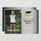 Gefeliciteerd Afstuderen Aangepaste foto grijs Afs Aankondiging (Voorkant / Achterkant)