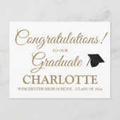 Gefeliciteerd afstuderen aangepaste gouden script briefkaart (Voorkant)