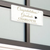 Gefeliciteerd afstuderen aangepaste gouden script spandoek (Buitenkant Gebouw)