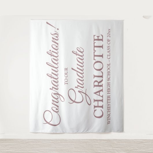 Gefeliciteerd afstuderen aangepaste roos gouden sc wandkleed (Voorkant)