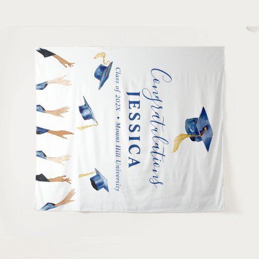 Gefeliciteerd Afstuderen Achtergrond Foto cabine Wandkleed (Voorkant (horizontaal))