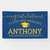 Gefeliciteerd Afstuderen - Afstudeerder marine gol Spandoek (Horizontaal)