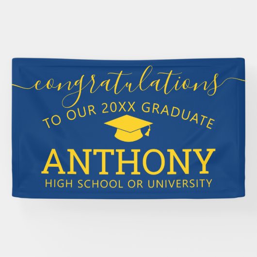 Gefeliciteerd Afstuderen - Afstudeerder marine gol Spandoek (Horizontaal)