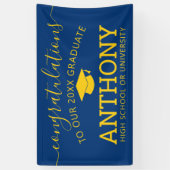 Gefeliciteerd Afstuderen - Afstudeerder marine gol Spandoek (Verticaal)