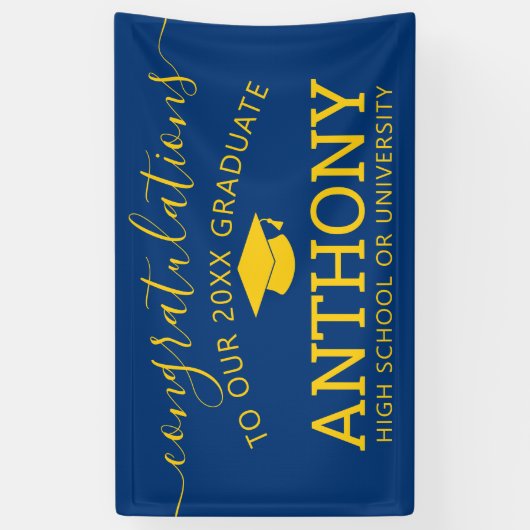 Gefeliciteerd Afstuderen - Afstudeerder marine gol Spandoek (Verticaal)