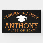 Gefeliciteerd Afstuderen Afstuderen Black Sinaasap Spandoek (Horizontaal)