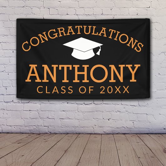 Gefeliciteerd Afstuderen Afstuderen Black Sinaasap Spandoek