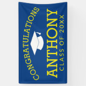 Gefeliciteerd Afstuderen Afstuderen - blauw geel Spandoek (Verticaal)