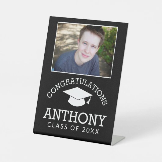 Gefeliciteerd Afstuderen Afstuderen Cap 1 Foto Reclamebord Met Voetstuk (Voorkant)