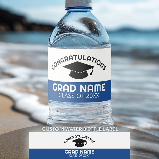 Gefeliciteerd Afstuderen Afstuderen Cap blauw zwar Waterfles Etiket