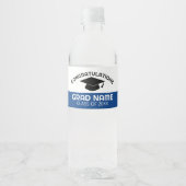 Gefeliciteerd Afstuderen Afstuderen Cap blauw zwar Waterfles Etiket (Voorkant)