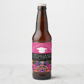 Gefeliciteerd Afstuderen Afstuderen Girly Flowers Bier Etiket (Voorkant)