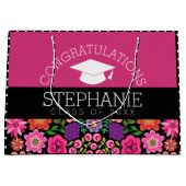 Gefeliciteerd Afstuderen Afstuderen Girly Flowers Large Cadeautasje (Voorkant)