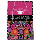 Gefeliciteerd Afstuderen Afstuderen Girly Flowers Medium Cadeauzakje (Voorkant)