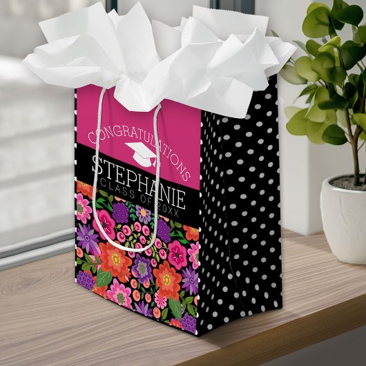 Gefeliciteerd Afstuderen Afstuderen Girly Flowers Medium Cadeauzakje