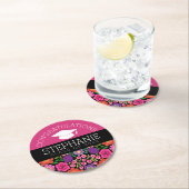 Gefeliciteerd Afstuderen Afstuderen Girly Flowers Ronde Kartonnen Onderzetter (Insitu)