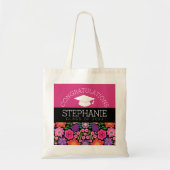 Gefeliciteerd Afstuderen Afstuderen Girly Flowers Tote Bag (Voorkant)