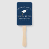 Gefeliciteerd Afstuderen Afstuderen Navy Modern Handwaaier (Achterkant)