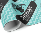 Gefeliciteerd Afstuderen - Aqua Black Afstuderen Cadeaupapier (Rol Hoek)