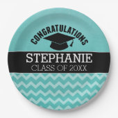 Gefeliciteerd Afstuderen - Aqua Black Afstuderen Papieren Bordje (Voorkant)