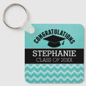 Gefeliciteerd Afstuderen - Aqua Black Afstuderen Sleutelhanger (Voorkant)