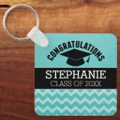 Gefeliciteerd Afstuderen - Aqua Black Afstuderen Sleutelhanger (Voorkant)