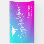 Gefeliciteerd Afstuderen Aqua en Pink Ombre Spandoek (Verticaal)