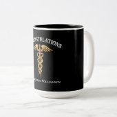 Gefeliciteerd Afstuderen Artsenarts Tweekleurige Koffiemok (Voorkant rechts)