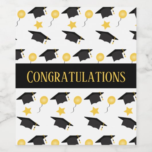 Gefeliciteerd Afstuderen ballonnen Pet Patroon Cl Wijn Etiket (Enkel label)