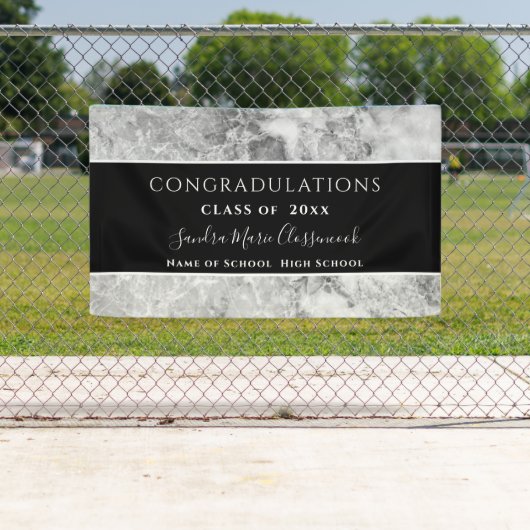 Gefeliciteerd Afstuderen Banner met zwart-wit kris (Insitu)