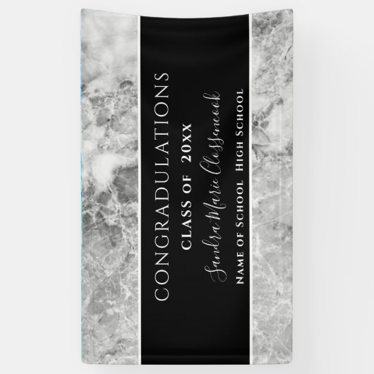 Gefeliciteerd Afstuderen Banner met zwart-wit kris (Verticaal)