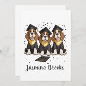 Gefeliciteerd Afstuderen Basset Hound Dogs Aankondiging (Voorkant / Achterkant)