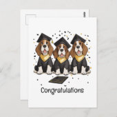 Gefeliciteerd Afstuderen Basset Hound Dogs Briefkaart (Voorkant / Achterkant)