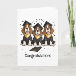 Gefeliciteerd Afstuderen Basset Hound Dogs Kaart