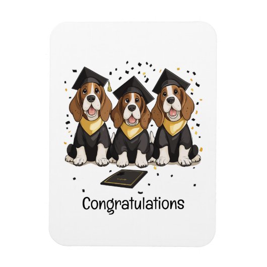 Gefeliciteerd Afstuderen Basset Hound Dogs Magneet (Verticaal)