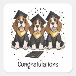 Gefeliciteerd Afstuderen Basset Hound Dogs Vierkante Sticker