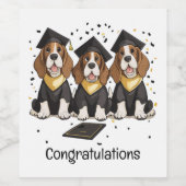 Gefeliciteerd Afstuderen Basset Hound Dogs Wijn Etiket (Enkel label)