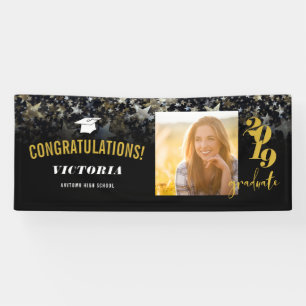 Gefeliciteerd, Afstuderen Black en Gold   Foto Spandoek