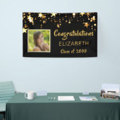 Gefeliciteerd Afstuderen Black & Gold Stars Foto Spandoek (Beurs)