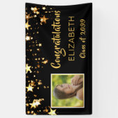 Gefeliciteerd Afstuderen Black & Gold Stars Foto Spandoek (Verticaal)