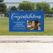 Gefeliciteerd afstuderen blauw afstuderen foto spandoek (Insitu)