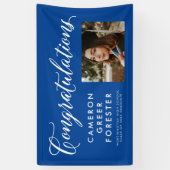 Gefeliciteerd afstuderen blauw afstuderen foto spandoek (Verticaal)