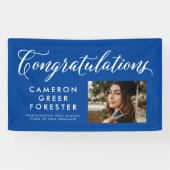 Gefeliciteerd afstuderen blauw afstuderen foto spandoek (Horizontaal)