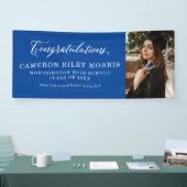 Gefeliciteerd afstuderen blauw afstuderen foto spandoek (Beurs)