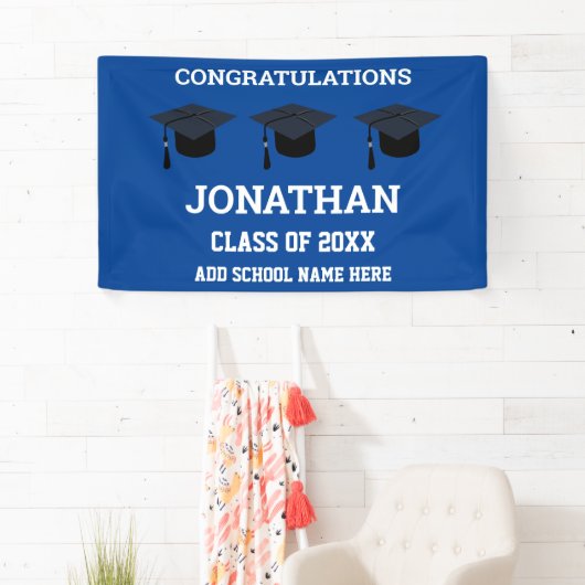 Gefeliciteerd Afstuderen Blauw Afstuderen Spandoek (Insitu)