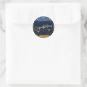 Gefeliciteerd Afstuderen Blauw & Goud Glans Ronde Sticker (Tas)