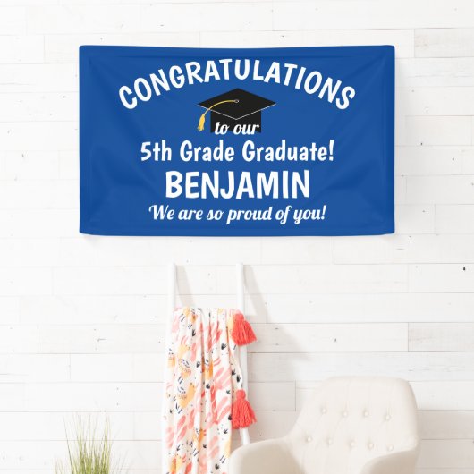 Gefeliciteerd, Afstuderen blauw van vijfde graad Spandoek (Insitu)