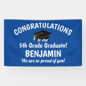 Gefeliciteerd, Afstuderen blauw van vijfde graad Spandoek (Horizontaal)